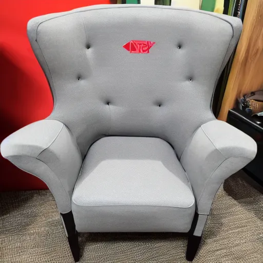 Image similar to a gray chair with a twitch logo on it