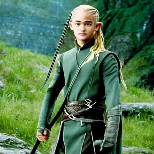 Prompt: Jaden Smith as Legolas in Lord of the Rings (2001)