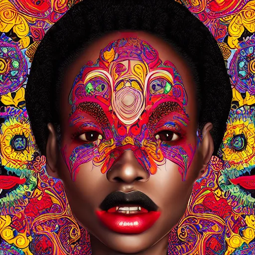 Prompt: the portrait of a beautiful and elegant young black woman made up of peppers, an ultrafine detailed illustration by james jean, intricate linework, bright colors, final fantasy, behance contest winner, vanitas, angular, altermodern, unreal engine 5 highly rendered, global illumination, radiant light, detailed and intricate environment