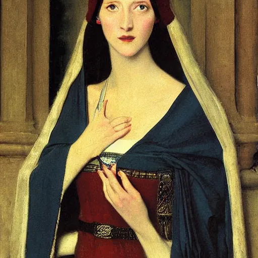 Image similar to Pre-Raphealite painting of a medieval princess by John Collier