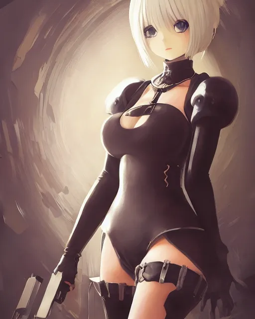 Image similar to An anime portrait of 2B from nier automata, by Stanley Artgerm Lau, WLOP, Rossdraws, James Jean, Andrei Riabovitchev, Marc Simonetti, and Sakimichan, highly detailed, ultra detailed, golden hour, trending on artstation, cgstudio