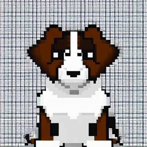 Image similar to cute collie puppy, pixelart