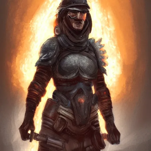 Image similar to portrait of a cold fire warrior, fantasy, concept art, digital painting, dramatic lighting