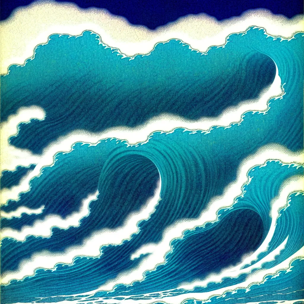 Prompt: ocean wave by moebius