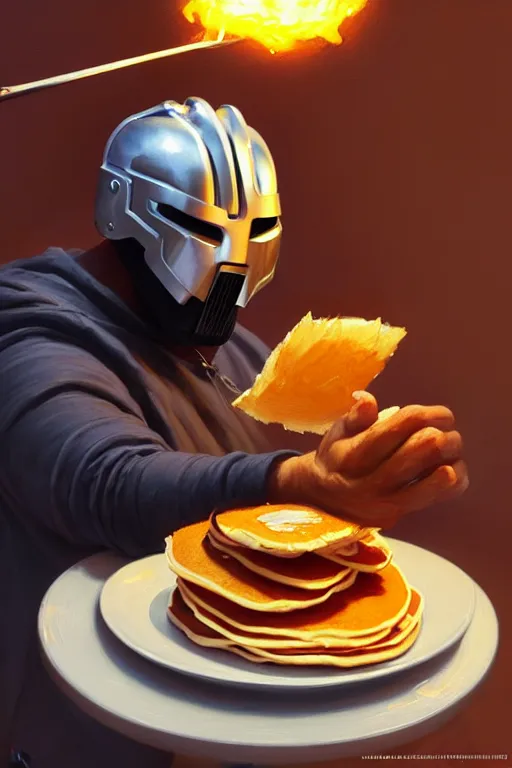 Prompt: mf doom cooking pancakes animation pixar style, victor vaughn shaded lighting poster by magali villeneuve, artgerm, jeremy lipkin and michael garmash, rob rey and kentaro miura style, trending on art station