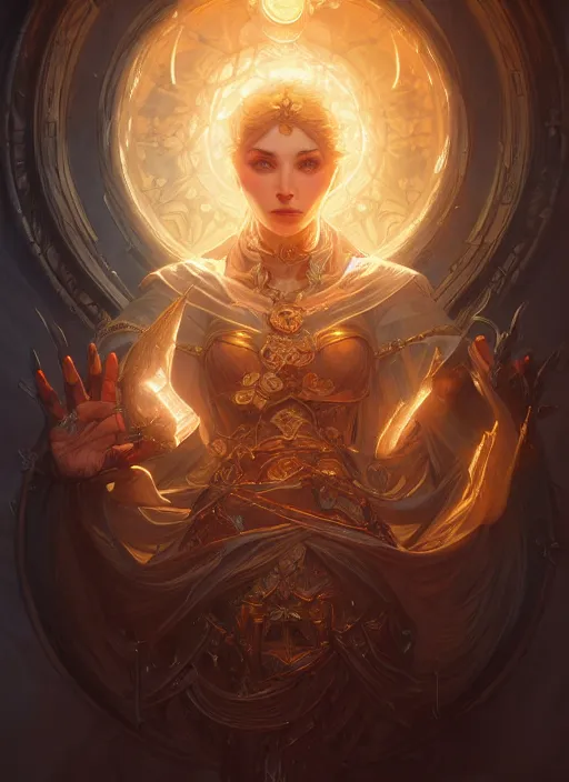 Image similar to portrait of god of death, fantasy, glowing lights!! intricate, elegant, highly detailed, artstation, concept art, smooth, sharp focus, hearthstone, illustration, art by artgerm and greg rutkowski and alphonse mucha, 8 k