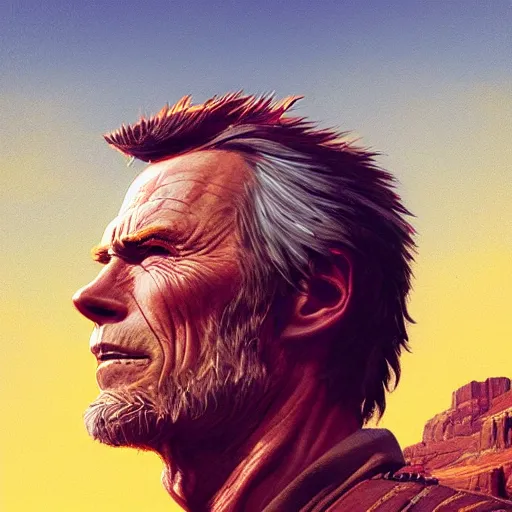 Image similar to ¾ profile, highly detailed portrait clint eastwood of cowboy in gta v stephen bliss unreal engine fantasy art by greg rutkowski loish rhads ferdinand knab ma