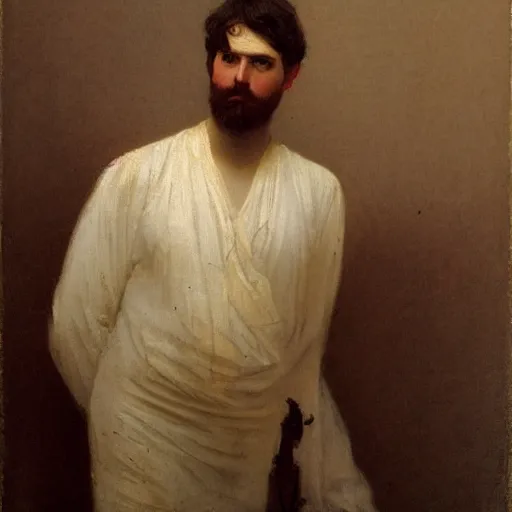 Image similar to figure painting of greg davies by jules joseph lefebvre