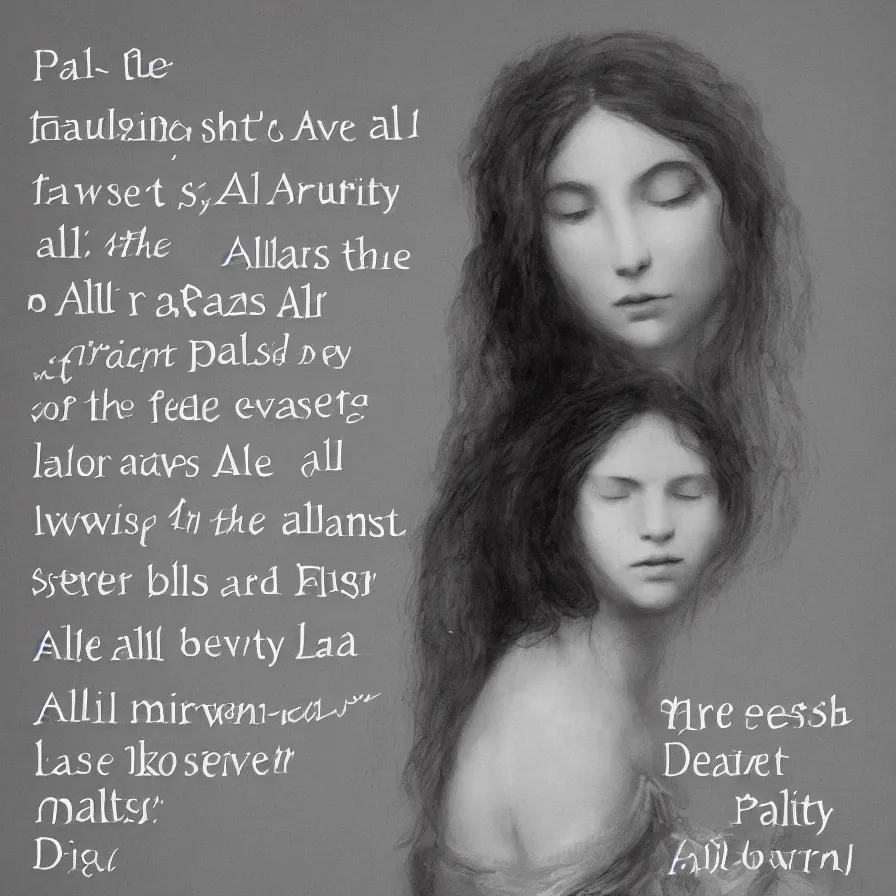 Prompt: Artwork made for the following verses: 'All but the youngest, she in paleness sought the secret air. To fade away like morning beauty from her moral day. Down by the river of Adona her soft voice is head. And thus her gentle lamentation falls like morning dew.'