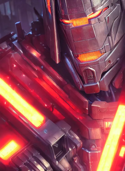 Image similar to Highly detailed portrait of Optimus Prime, Stephen Bliss, unreal engine, fantasy art by Greg Rutkowski, Loish, Rhads, Makoto Shinkai and Lois van baarle, ilya kuvshinov, rossdraws, Tom Bagshaw, global illumination, radiant light, detailed and intricate environment