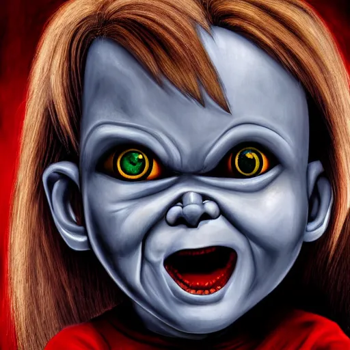 Prompt: Chucky the doll scary painting 4k detail