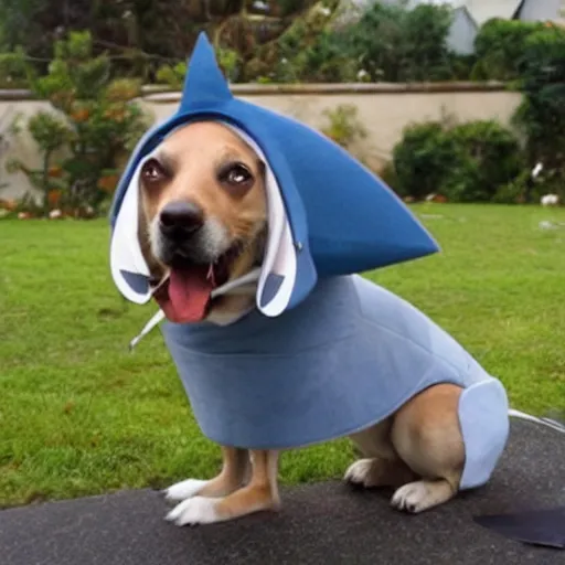 Image similar to Dog cosplaying badly as a shark