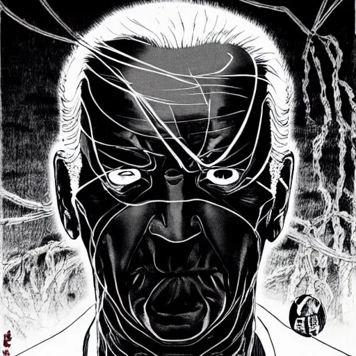 Image similar to Joe Biden looking sinister, by Tsutomu Nihei, highly detailed