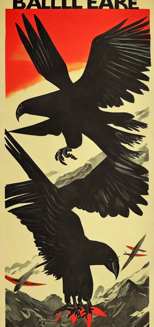 Image similar to balck Vulture with one lightning bolts in 1940s propaganda poster