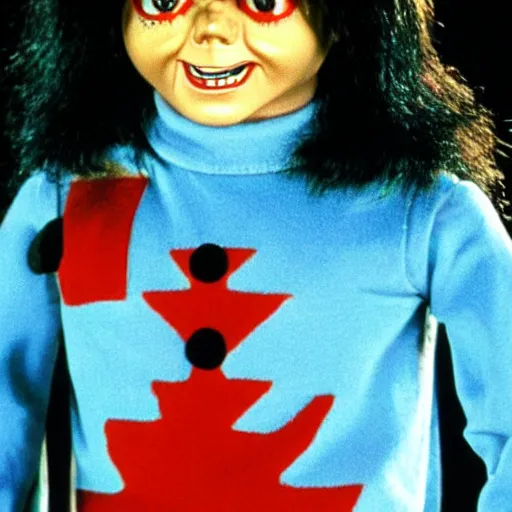 Image similar to Michael Jackson as Chucky the killer doll from the movie Child's Play