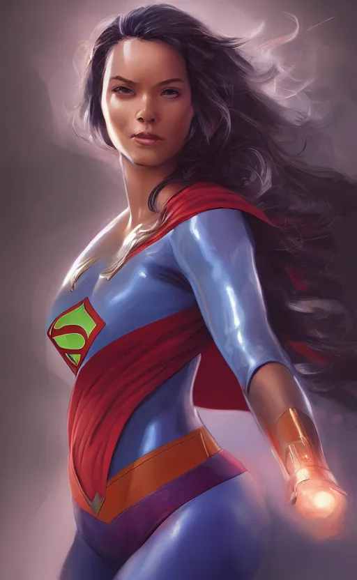 Image similar to A portrait of Superwoman , by Stanley Artgerm Lau, WLOP, Rossdraws, James Jean, Andrei Riabovitchev, Marc Simonetti, and Sakimichan, tranding on artstation