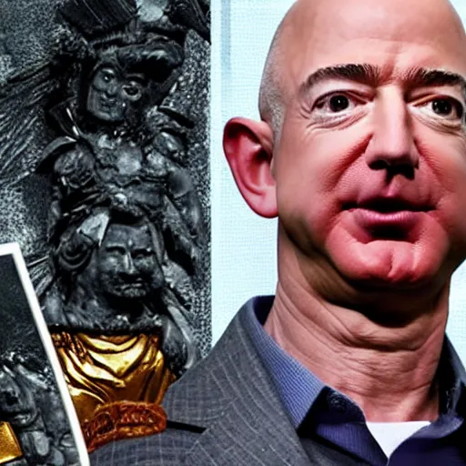 Image similar to jeff bezos as an angry roman god