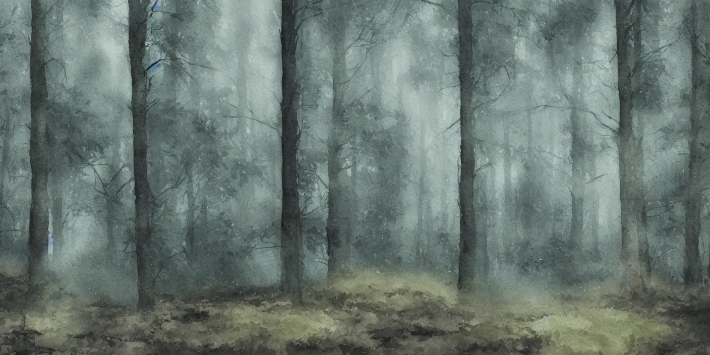 Image similar to forest, cinematic lighting, detailed watercolor, hyperrealistic, 8k