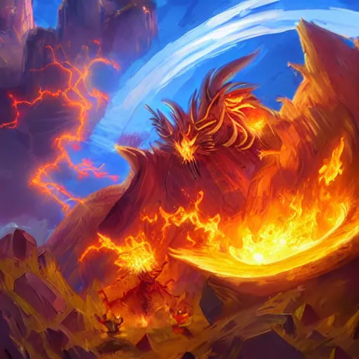 Image similar to giant fiery meteors rain, hearthstone art style, epic fantasy style art, fantasy epic digital art, epic fantasy card game art