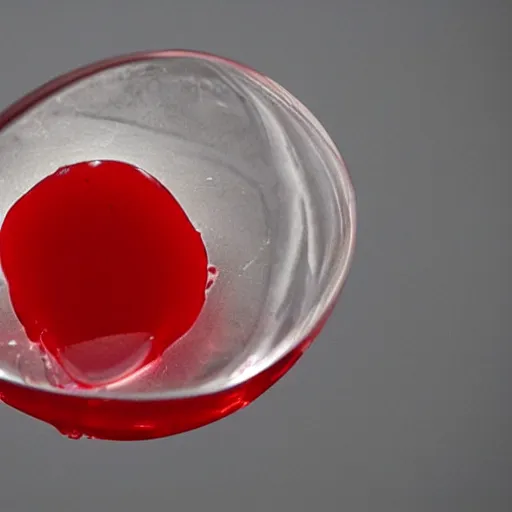 Image similar to transparent red liquid inside in a transparent skull, alex petruk, dripping