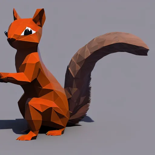 Image similar to low - poly squirrel, 3 d render, blender, unity, octave, 4 k, isometric view, white background, beautiful render, pastel colours, breath of the wild art style