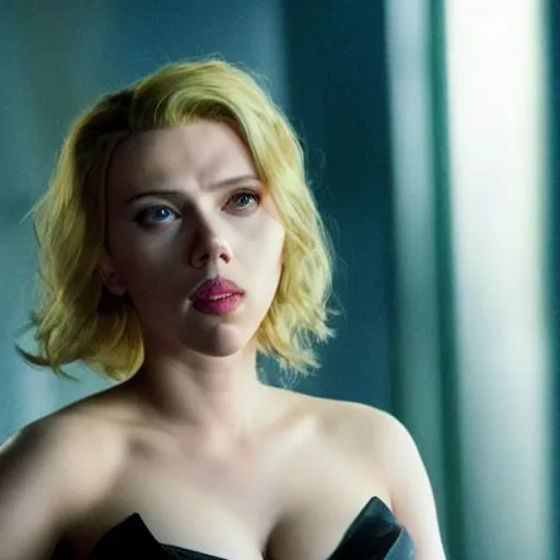 Image similar to scarlett johansson as an evil