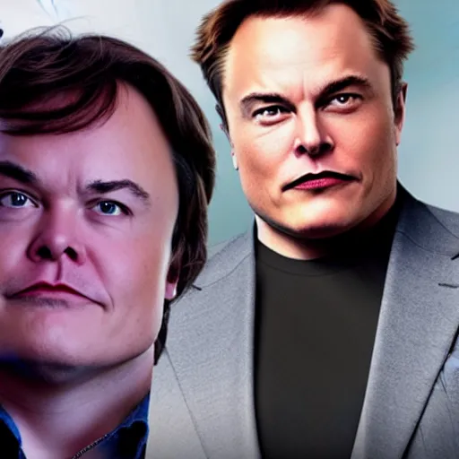 Image similar to jack black starring as elon musk in a movie about tesla