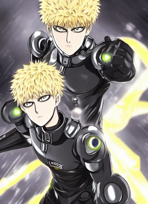 Image similar to A full portrait photo of real-life genos one punch man, f/22, 35mm, 2700K, lighting, perfect faces, award winning photography.