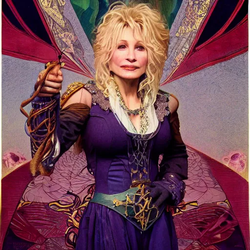 Prompt: an ultra detailed tarot card of teenage dolly parton as a necromancer, d & d, epic fantasy, concept art by alphonse mucha and greg rutkowski, octane render, 8 k, detailed face