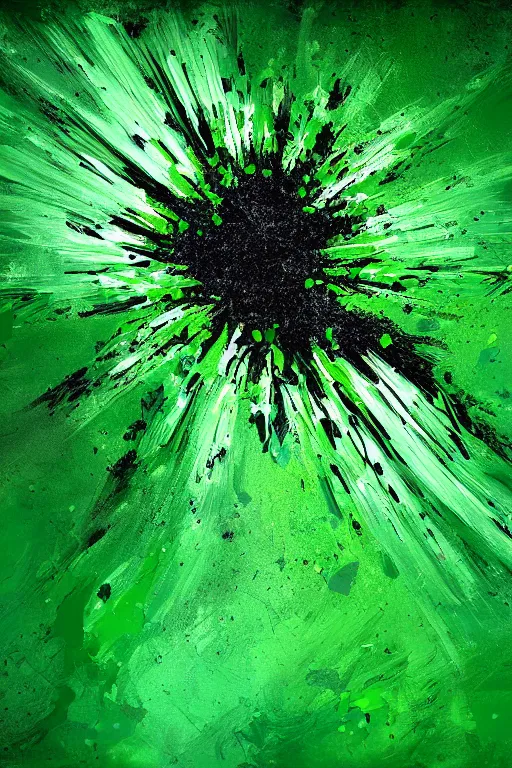 Prompt: abstract art splash paint, green black. fantasy, digital painting, hd, detailed.