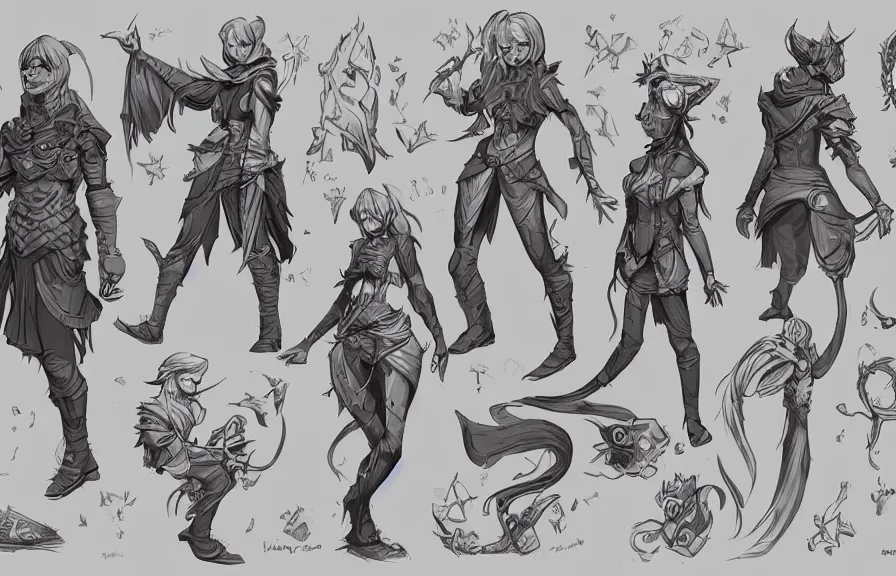 Image similar to a magical character, comic book design, cosplay, RPG, character design, character reference, character sheet, white border, no cropping, artstation