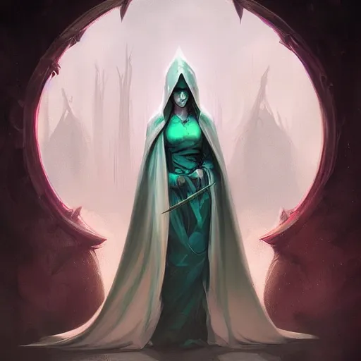 Prompt: hooded priestess of cthulhu, by charlie bowater, peter mohrbacher, loish, trending on artstation, concept art