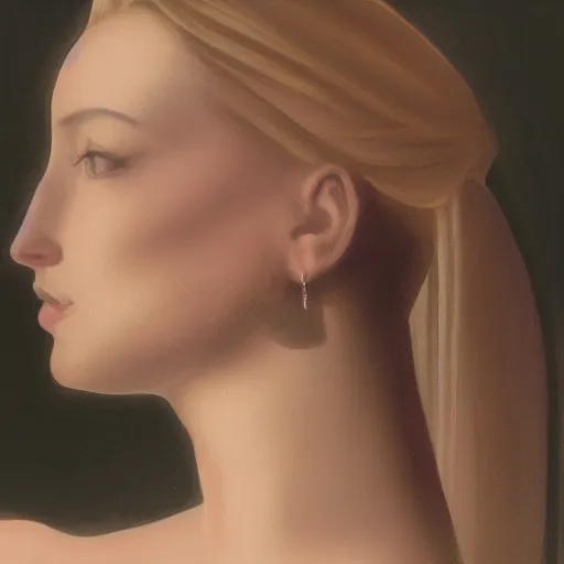 Prompt: side profile portrait of a beautiful goddess, gaudy