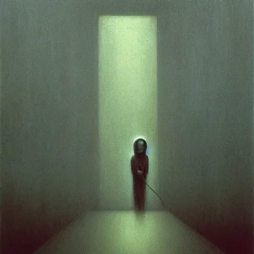 Image similar to Damp commuter ghost. Zdzisaw Beksinski.