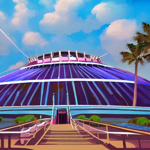 Prompt: painting of space mountain at disney world, orlando, artstation