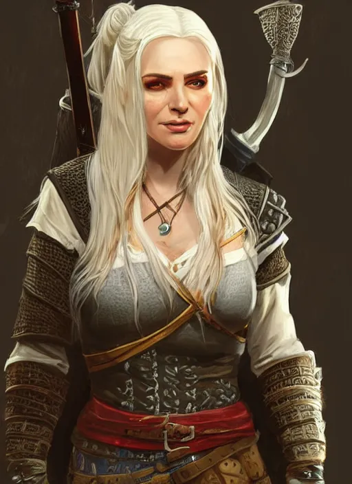 Prompt: female witcher, ultra detailed fantasy, dndbeyond, bright, colourful, realistic, dnd character portrait, full body, pathfinder, pinterest, art by ralph horsley, dnd, rpg, lotr game design fanart by concept art, behance hd, artstation, deviantart, hdr render in unreal engine 5