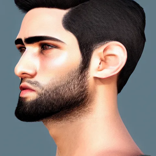 Prompt: a closeup shot of handsome esfand from twitch, gigachad, strong jawline, photorealism, 8k