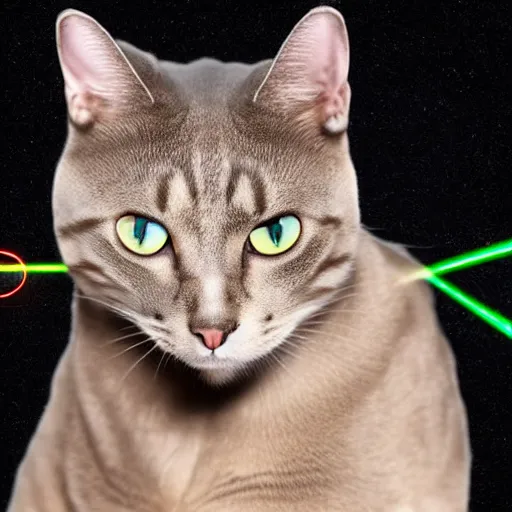 Image similar to a cat shooting lasers out of its eyes