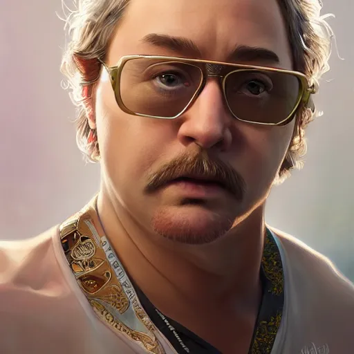 Image similar to bubbles from trailer park boys, intricate, highly detailed, digital painting, trending on artstation, concept art, smooth, sharp focus, illustration, unreal engine 5, 8 k, art by artgerm and greg rutkowski and alphonse mucha