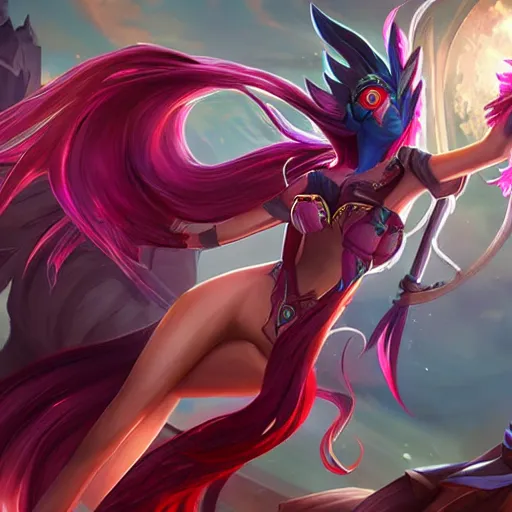 Image similar to league of legends, best friends, kai'sa and xayah, photorealism, hyperrealistic