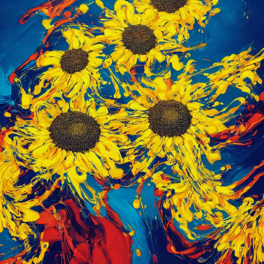 Prompt: Helianthus wallpaper, Fluid electricity, Nielly