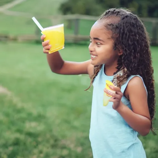 Image similar to a girl drinking lemonade