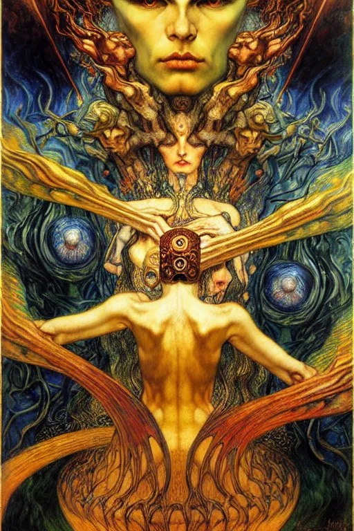 Image similar to Divine Chaos Engine by Karol Bak, Jean Delville, William Blake, Gustav Klimt, and Vincent Van Gogh, symbolist, visionary