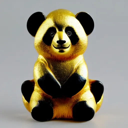 Prompt: Golden Panda Figure, 8K, studio light