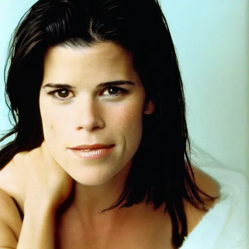 Prompt: Neve Campbell at 25 years old doing a photoshoot