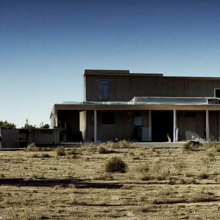 Image similar to a building in a serene landscape, breaking bad