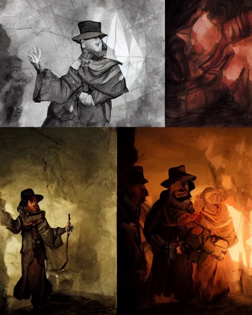 Prompt: speaking to historical figures through time, time travel, concept art, dramatic lighting