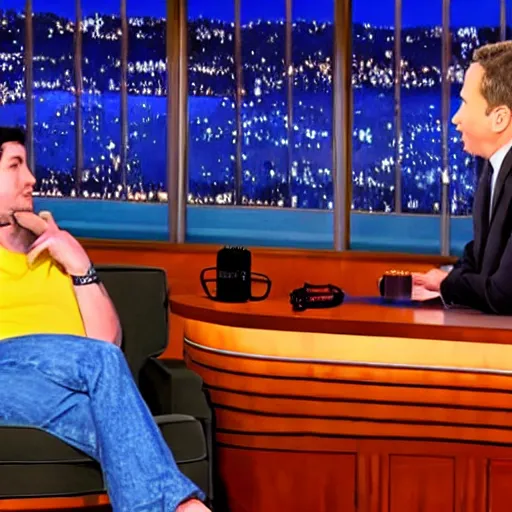 Prompt: photo of real life bojack horseman being interviewed on late night talk show