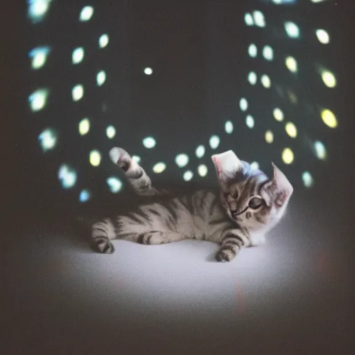 Image similar to Infinite exposure of a cat. Light Painting. Bokeh. Porta 800.