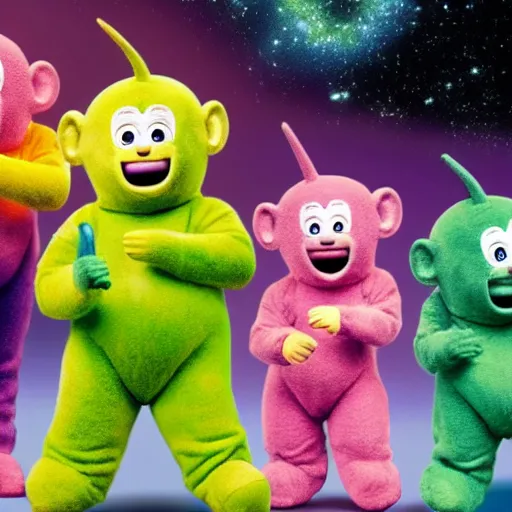 Prompt: monkey Teletubbies